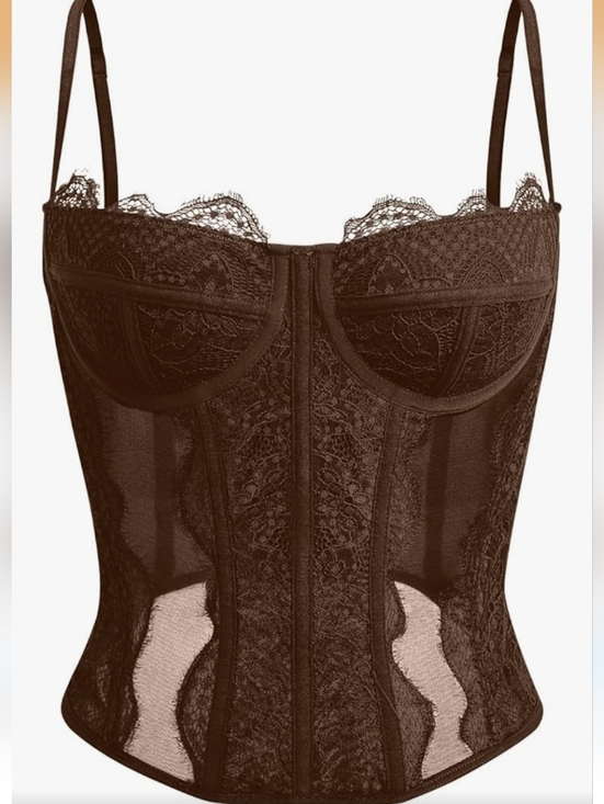 Tops - NWT - Lace Bustier Corset Top in Brown